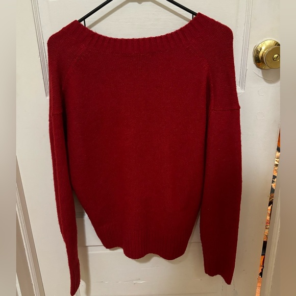 Red V Neck Sweater - Picture 2 of 4